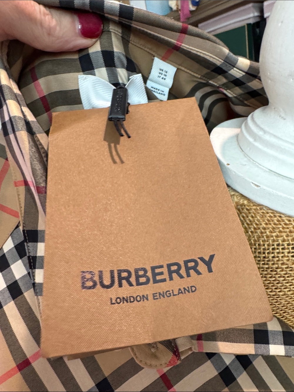 Burberry Beige Plaid Long-Sleeve Button-Down Shirt - Picture 2 of 9